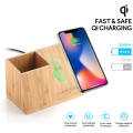 Bamboo Wireless Charger with Organizer Wood Wireless Charging Station